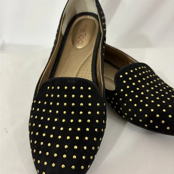 Me Too Black Flats with Gold Studs - Picture 2 of 8